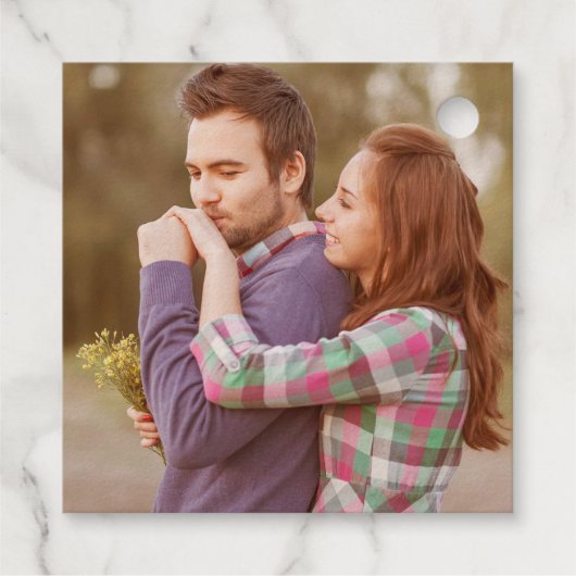 日付のエレガントタイポグラフィ写真の保存 フェイバータグ (裏面)