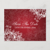 日付のエレガントヴィンテージが赤く渦巻く 案内ポストカード (正面)