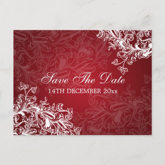 日付のエレガントヴィンテージが赤く渦巻く 案内ポストカード (正面)