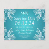 日付のエレガント保存ヴィンテージ旋回2ターコイズ 案内ポストカード (正面)