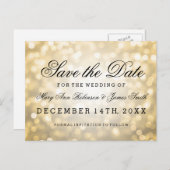 日付のエレガント金ゴールドグリッターLED 案内ポストカード (正面/裏面)