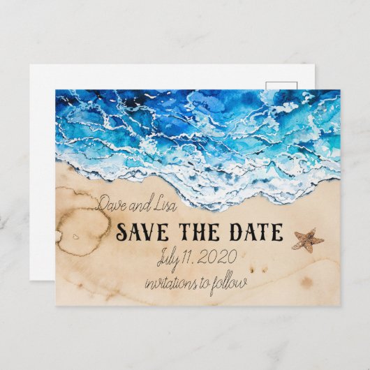 日付のカスタマイズ可能なビーチはがきの保存 ポストカード (正面/裏面)