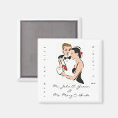 日付のカスタマイズ可能な結婚磁石の保存 マグネット (正面/裏面)