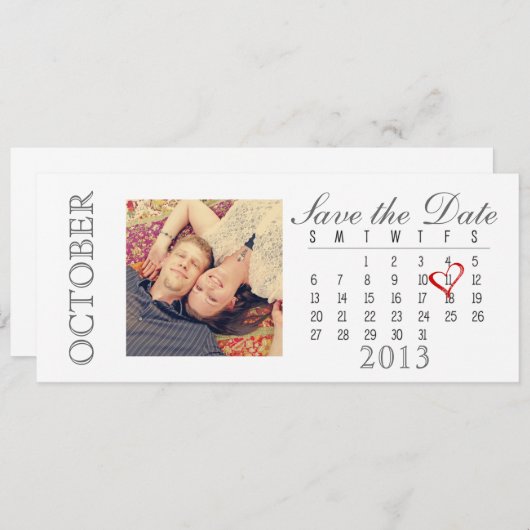 日付のカレンダーを救って下さい: 2013年10月 セーブザデート (正面/裏面)