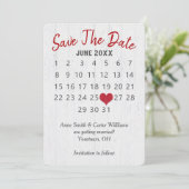 日付のカレン結婚ダーを木材に保存 招待状 (スタンド正面)