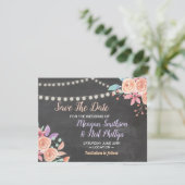 日付のカードの結婚桃の花のチョークを保存 セーブザデート (スタンド正面)