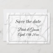 日付のカードを保存し結婚たシックな白い大理石 セーブザデート (正面)