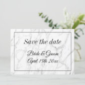 日付のカードを保存し結婚たシックな白い大理石 セーブザデート (スタンド正面)
