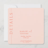 日付のカード結婚赤面ピンクQRコードの保存 セーブザデート (裏面)