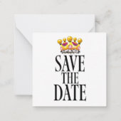 日付のクラウン結婚を保存 ノートカード (裏面)