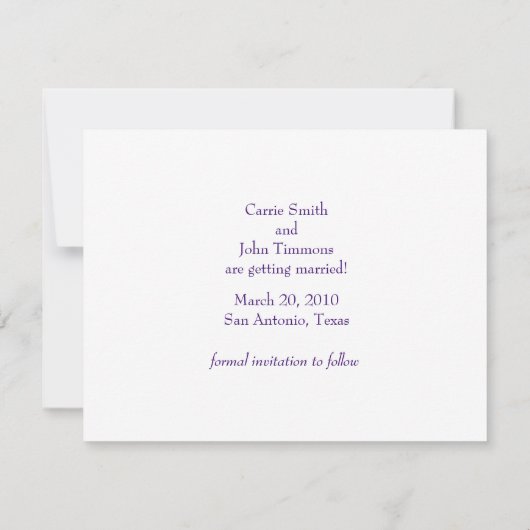 日付のグラデーションの渦巻き紫を保存 セーブザデート (裏面)