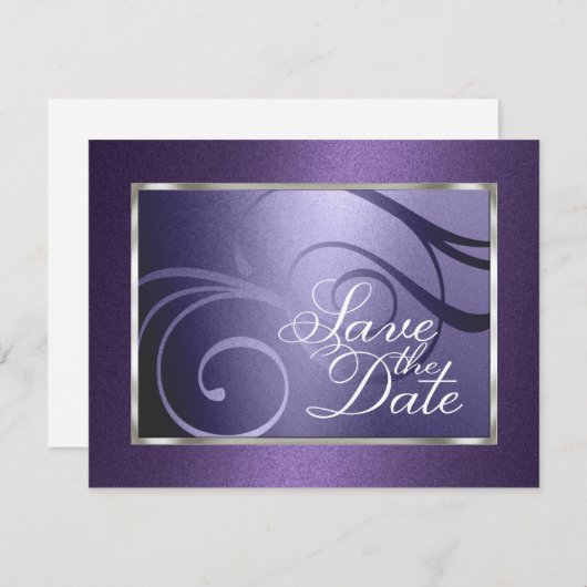 日付のグラデーションの渦巻き紫を保存 セーブザデート (正面/裏面)