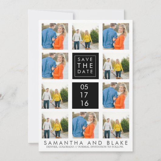 日付のコラージュを保モダン存 |結婚式 セーブザデート (正面)