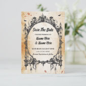 日付のゴシック様式フレームのハロウィン素朴なカードを救って下さい セーブザデート (スタンド正面)