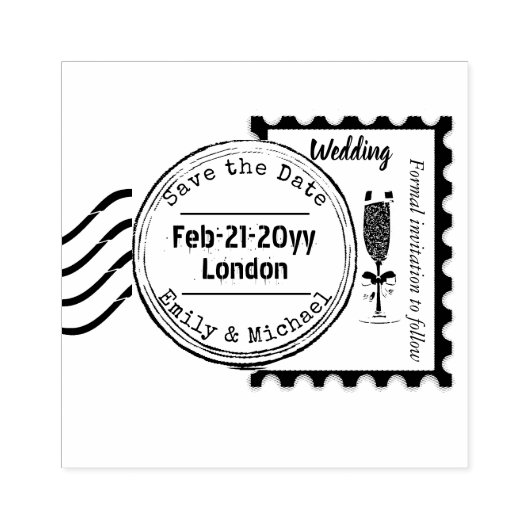 日付のゴム印結婚の切手の切手スタイルを保存 ラバースタンプ (インプリント)