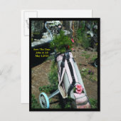 日付のゴルフカー結婚トのフラワーポストカードを保存 案内ポストカード (正面/裏面)