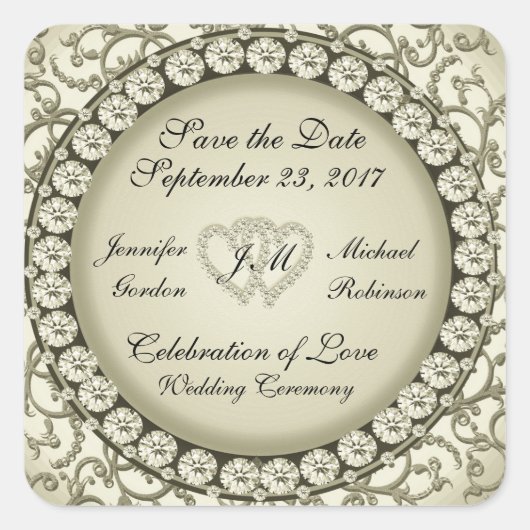 日付のゴールデンオプションの保存 スクエアシール (正面)