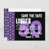 日付のサプライズ50th紫モダンブラック02 案内ポストカード (正面/裏面)