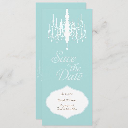 日付のシャンデリアの垂直カードを救って下さい セーブザデート (正面/裏面)