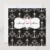 日付のシャンデリアの黒のピンクの結婚式を救って下さい セーブザデート (正面)