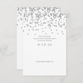 日付のシルバー結婚グリッター紙吹雪カードの保存 (正面/裏面)