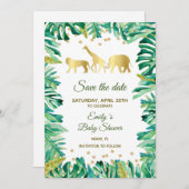 日付のジャングル動物の植物のサファリを救って下さい セーブザデート (正面/裏面)