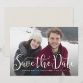 日付のスクリプトの横シンプルのフォトカードを保存する セーブザデート (正面/裏面)