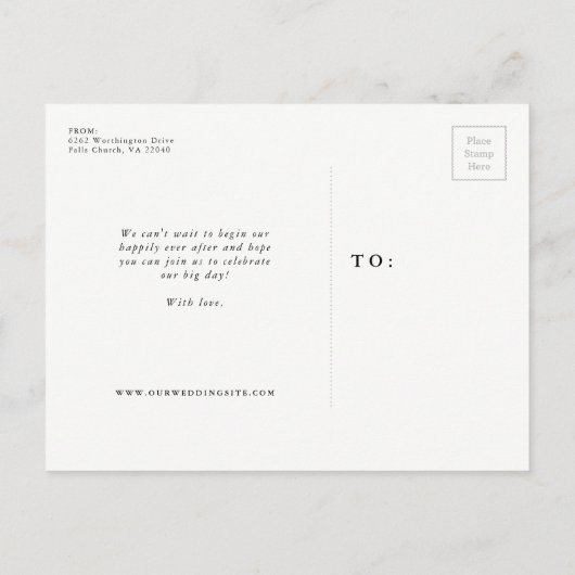 日付のスクリプトシンプルの写真を保存 案内ポストカード (裏面)