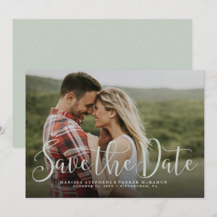 日付のスクリプトシンプルライトグリーンのフォトカードを保存する セーブザデート