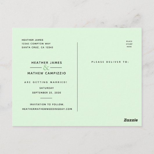 日付のスクリプト結婚フォトカードの保動揺して存 ポストカード (裏面)