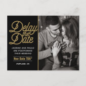 日付のスクリプ結婚トのモダンフォトカード ポストカード (正面)