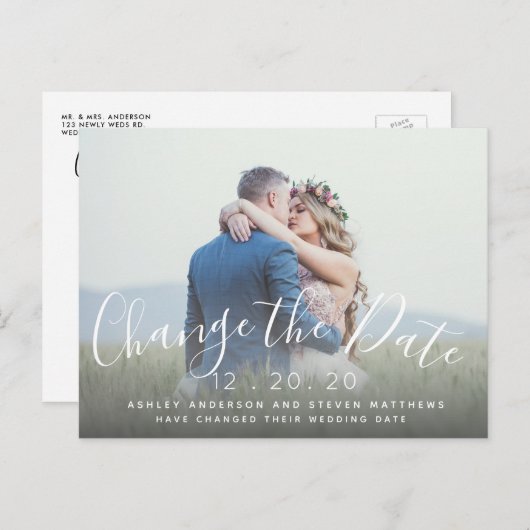 日付のスクリプ結婚ト写真の変更 ポストカード (正面/裏面)