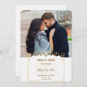 日付のスクロール写真のアナウンスを保存 案内状 (正面/裏面)