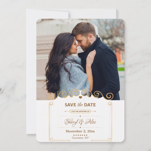 日付のスクロール写真のアナウンスを保存 案内状 (正面)