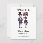 日付のスケルトンを保存するゴシック様式の結婚式 案内状 (正面)