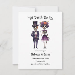 日付のスケルトンを保存するゴシック様式の結婚式 案内状