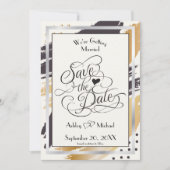 日付のストローモダンクと絵を描タイポグラフィの保存 セーブザデート (正面)