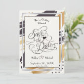 日付のストローモダンクと絵を描タイポグラフィの保存 セーブザデート (スタンド正面)