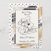 日付のストローモダンクと絵を描タイポグラフィの保存 セーブザデート (正面/裏面)