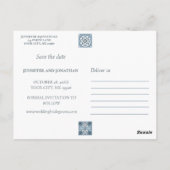 日付のスペインのはがきを保存する青いタイル ポストカード (裏面)