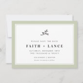 日付のスペリモダングシンプルの縁ど保存 招待状 (正面)