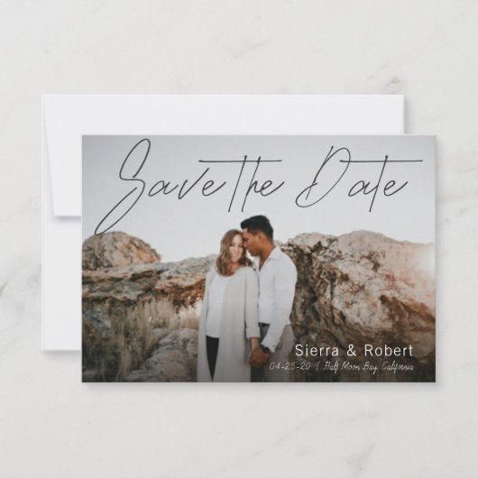 日付のスムーズなペンストロークアナウンスを保存 招待状 (正面)