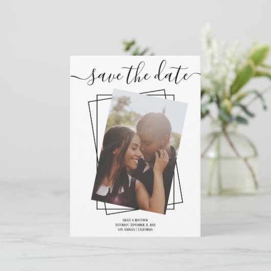 日付のタイポグラフィ写真結婚のカード シーズンカード (スタンド正面)