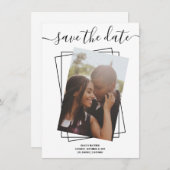 日付のタイポグラフィ写真結婚のカード シーズンカード (正面/裏面)