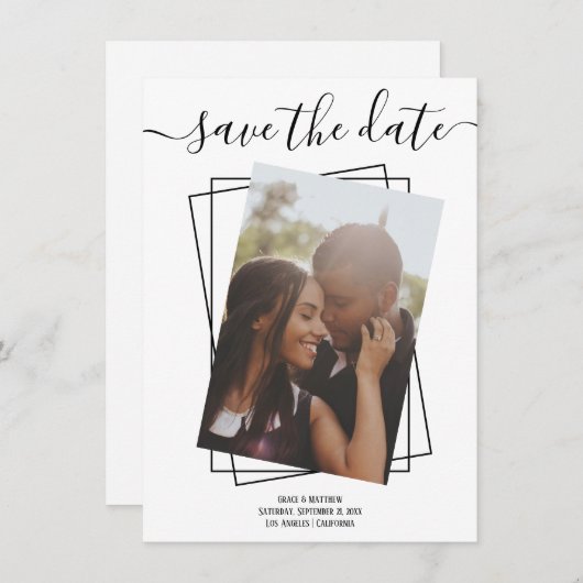 日付のタイポグラフィ写真結婚のカード シーズンカード (正面/裏面)