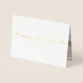 日付のタイポグラフィ結婚をハート詳細で保存 箔カード (正面)