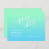 日付のターコイズグラデーションの保存 招待状 (正面/裏面)