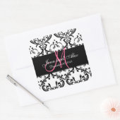 日付のダマスク織のステッカーのモノグラムを救って下さい スクエアシール (封筒)