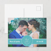 日付のティール（緑がかった色）写真の保存 案内ポストカード (正面/裏面)