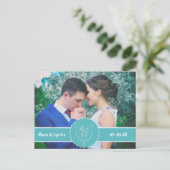 日付のティール（緑がかった色）写真の保存 案内ポストカード (スタンド正面)